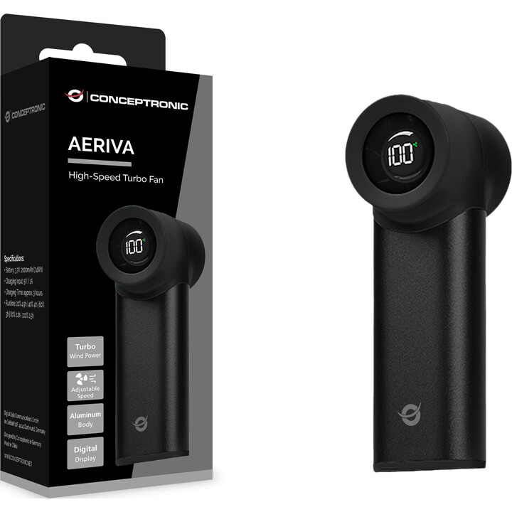 Ventilatore portatile mini Conceptronic AERIVA02 nero