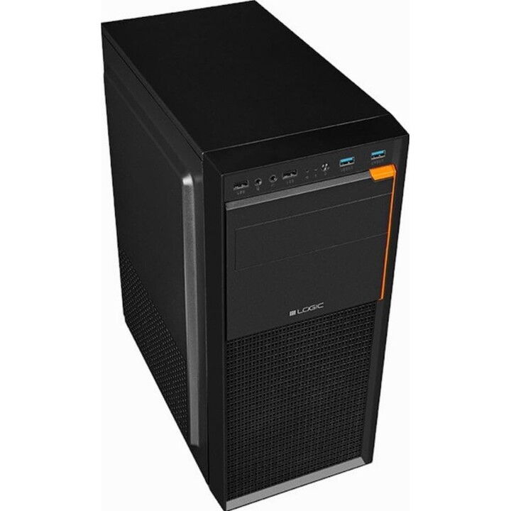 Case per PC LOGIC J23 Midi Tower ATX, compatibile con ATX, GPU fino a 32 cm, 2 alloggiamenti da 3,5", 3 alloggiamenti da 2,5", 2
