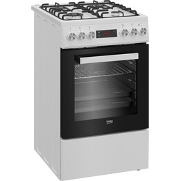 Piano cottura elettrico a gas a libera installazione Beko FSE52323DWD, colore bianco.