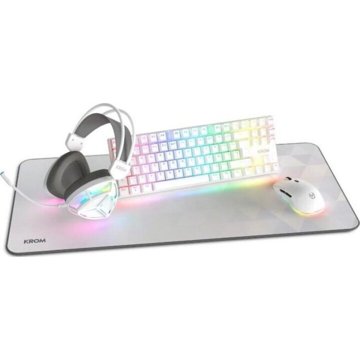 Krom Klass TKL Layout Wired Gaming Bundle: Keyboard, Optical Mouse, Headphones with Microphone, Backlit Mousepad