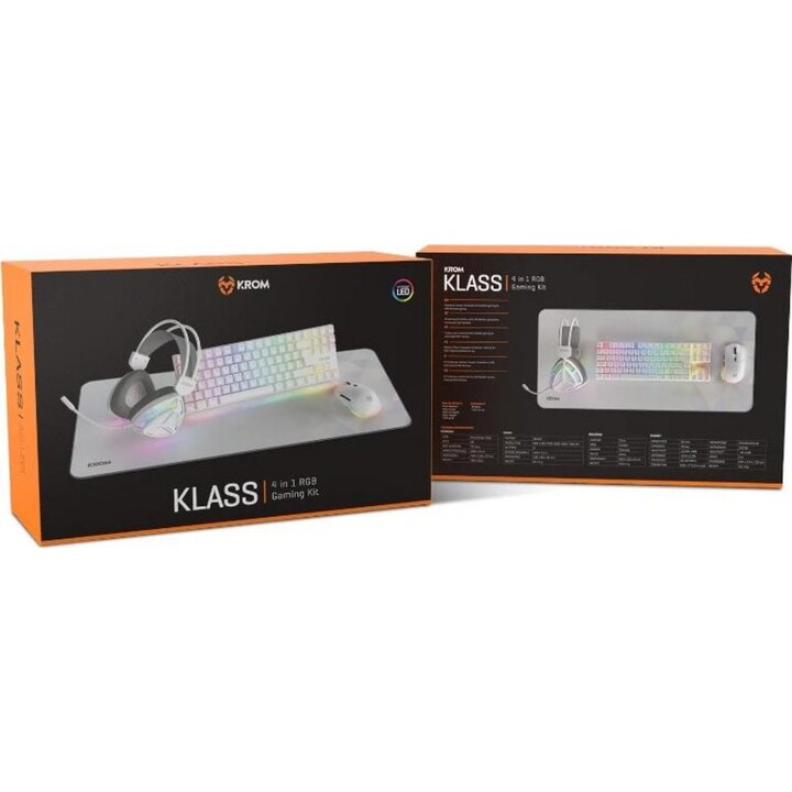 Krom Klass TKL Layout Wired Gaming Bundle: Keyboard, Optical Mouse, Headphones with Microphone, Backlit Mousepad