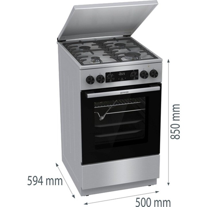 Gorenje GKS5C71XF Freistehender Herd mit Backofen Silber