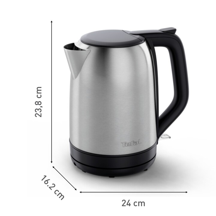 Chaleira elétrica Tefal Subito KO5S0DE0, 1,7 L, 2400 W, preta, em aço inoxidável.