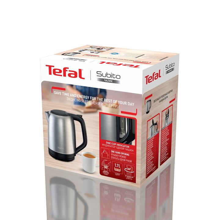 Tefal Subito KO5S0DE0 Electric Kettle 1.7 L 2400 W Black, Stainless Steel