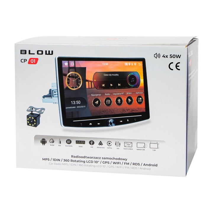Radio BLOW CP01 1DIN 10" Android/WiFi/GPS/CARPLAY GIRATORIO