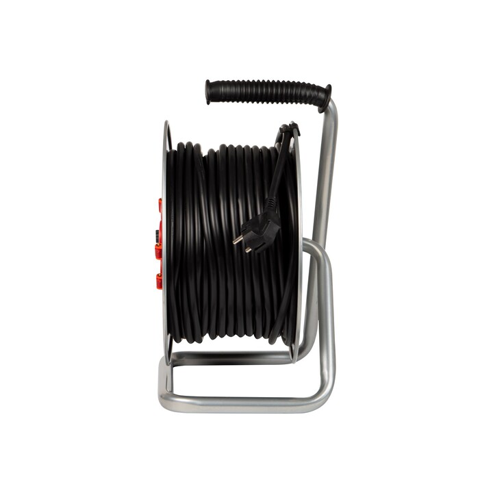 Rallonge PR-61 à 4 prises avec mise à la terre, 50 m, enrouleur métallique, câble 3 x 2,5 mm²