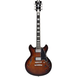 Chitarra elettrica D'Angelico Premier Mini DC, colore marrone sfumato