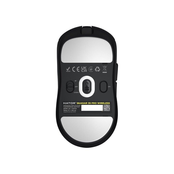 Mouse da gioco wireless HATOR Quasar 3S Pro per destrorsi, RF wireless + Bluetooth + USB Type-C ottico 30000 DPI