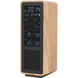 Altavoz Thomson BT con estación meteorológica y radio FM de 15 W, madera/negro, WS102Tbk