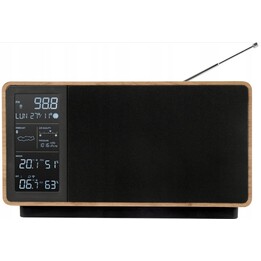 Altoparlante Thomson BT con stazione meteorologica e radio FM da 50 W, finitura legno/nero, modello WS202TJBK