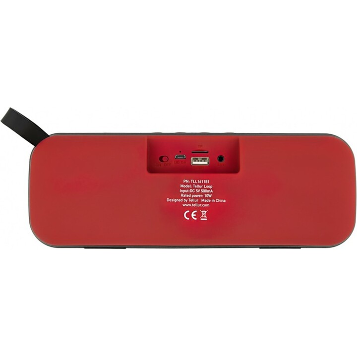 Altavoz Bluetooth Tellur Loop de 10 W, color rojo.