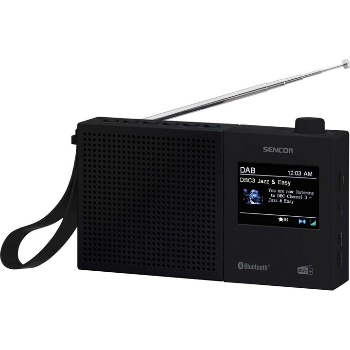 Rádio SRD 7790B DAB+ FM/BT/USB com tela LCD de 2,4 polegadas