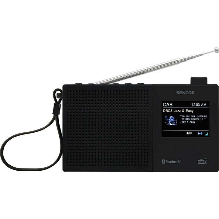 Rádio SRD 7790B DAB+ FM/BT/USB com tela LCD de 2,4 polegadas