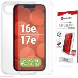 Protection d'écran en verre trempé DISPLEX + coque de protection pour Apple iPhone 16e/17e