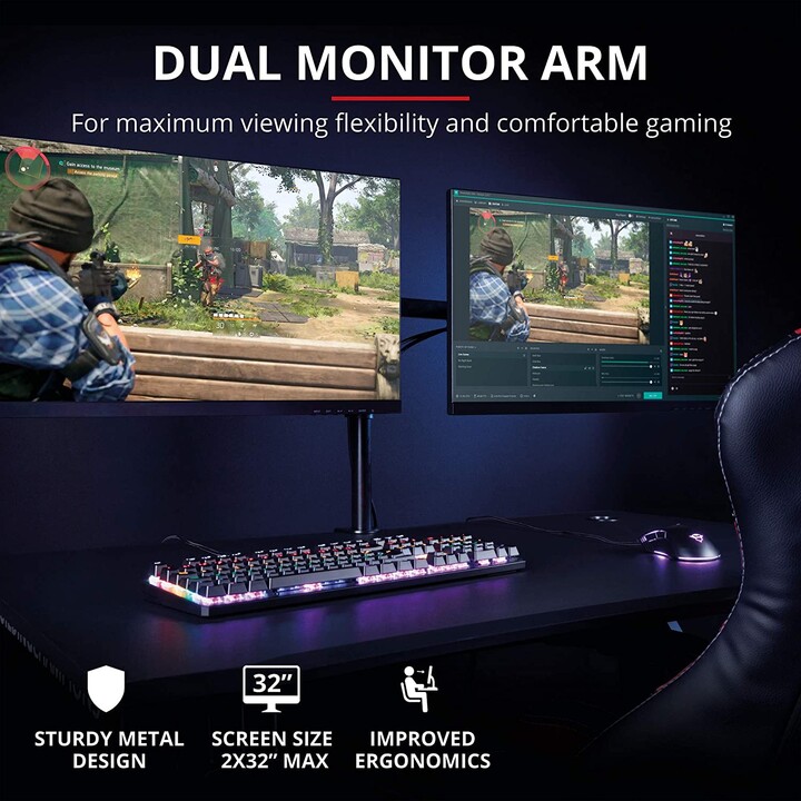 Supporto per 2 monitor Trust GXT 1120 Mara / fino a 16 kg