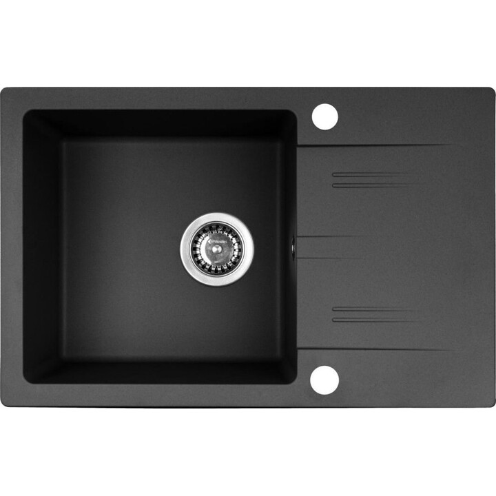 Lavabo Pyramis Lefkada (59 x 44) 1B 1D Noir + Robinet Lungo Volcano Noir