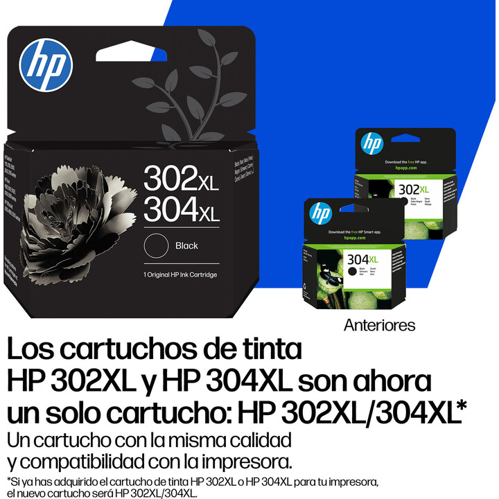 Cartuccia HP 302XL / 304XL nera per Deskjet 1110/2130/2600/3630/3700, Envy 4520/5010/5020 e Officejet 3830/4650/5200