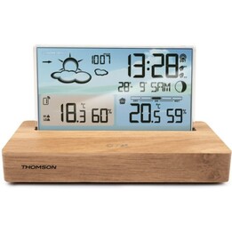 Réveil Thomson avec station météo et capteur sans fil, finition bois, modèle CT600