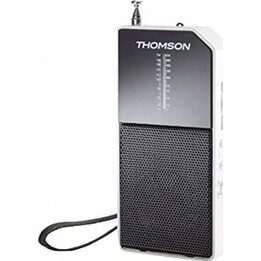Thomson portable battery-powered analog fm radio white rt205