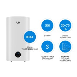 LIN LIFVD1SMWH 50L UNIVERSAL electric water heater, white