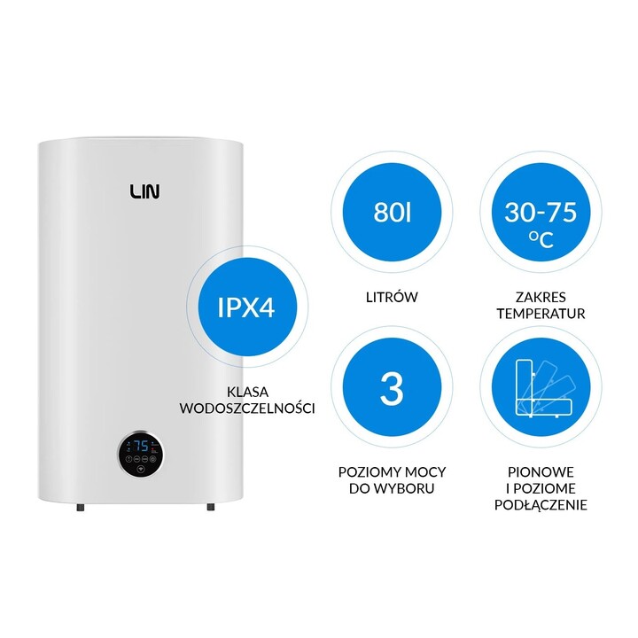 Scaldabagno elettrico universale bianco LIN LIFVD1SMWH da 80 l con WiFi