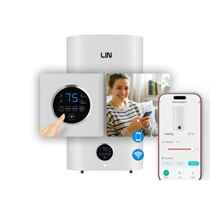 Aquecedor de água elétrico universal branco LIN LIFVD1SMWH de 80 litros com Wi-Fi