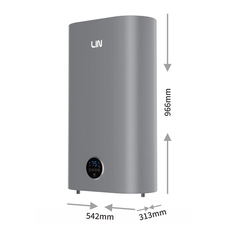 Aquecedor de água elétrico universal LIN LIFVD1SMGY de 80 litros, cinza, com Wi-Fi.