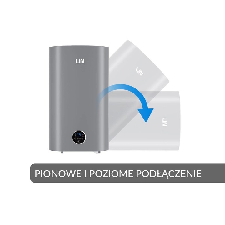 Aquecedor de água elétrico universal LIN LIFVD1SMGY de 80 litros, cinza, com Wi-Fi.