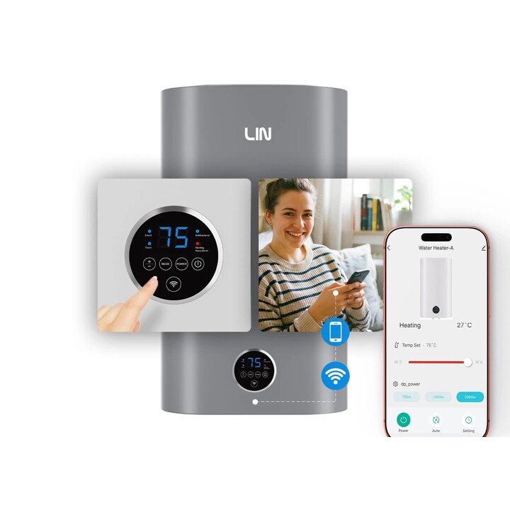 LIN LIFVD1SMGY 80 L UNIVERSAL electric water heater, grey, with WiFi
