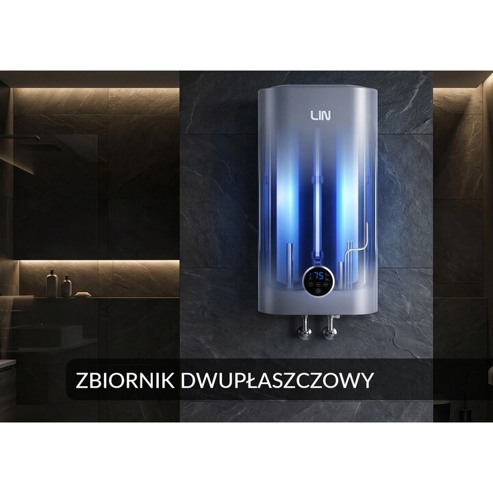LIN LIFVD1SMGY 80 Liter Smart Electric Water Heater, Grey, with WiFi