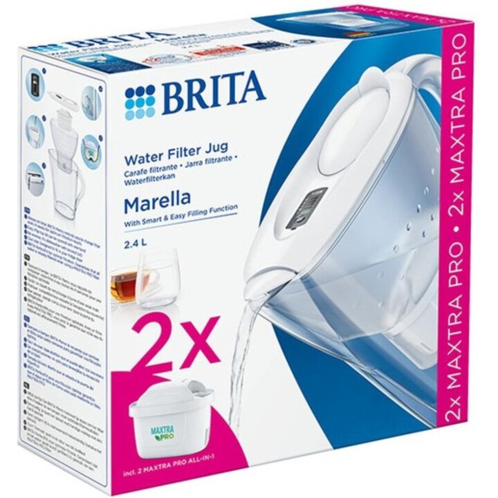 Brita marella white jug 2 filters 2.4l maxtra pro