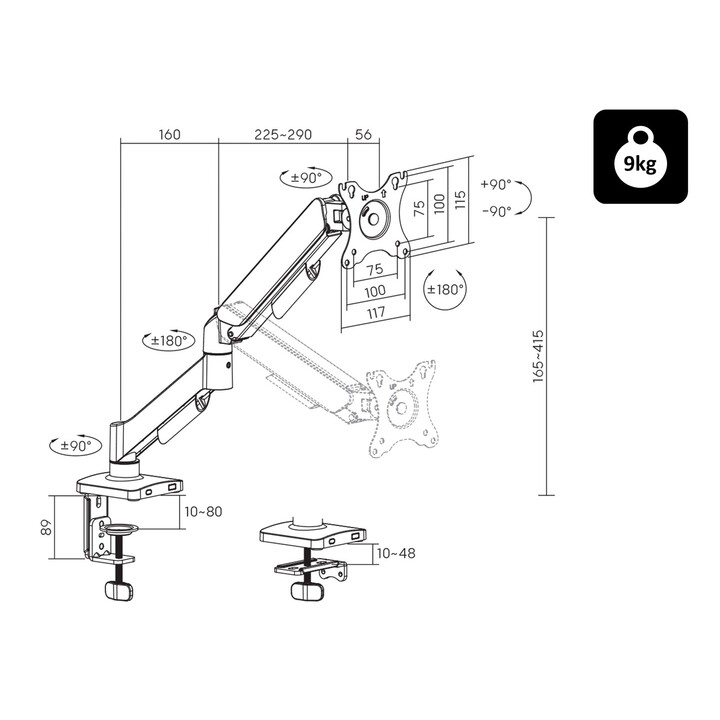 Supporto da tavolo articolato di alta qualità per TV LCD da 17" a 32".