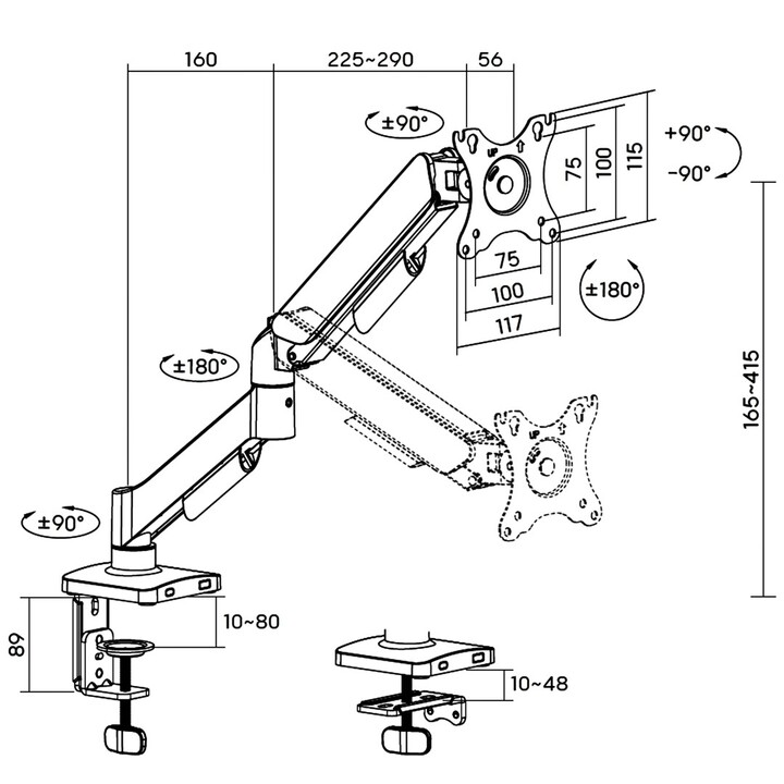 Supporto da tavolo articolato di alta qualità per TV LCD da 17" a 32".