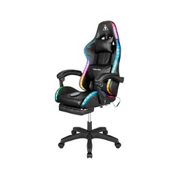 Silla gaming Kruger&Matz GX-150 negra con LED y masaje de 7 puntos.