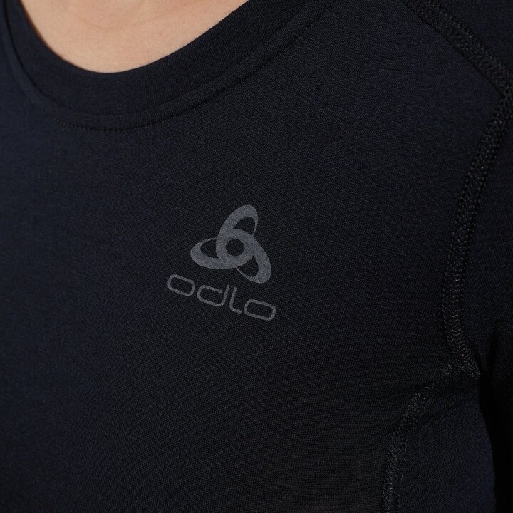 Sudadera térmica de manga larga para mujer Odlo Merino 200 BL, con cuello redondo, color negro. Talla: XS