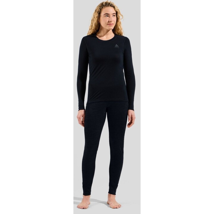 Sudadera térmica de manga larga para mujer Odlo Merino 200 BL, con cuello redondo, color negro. Talla: XS