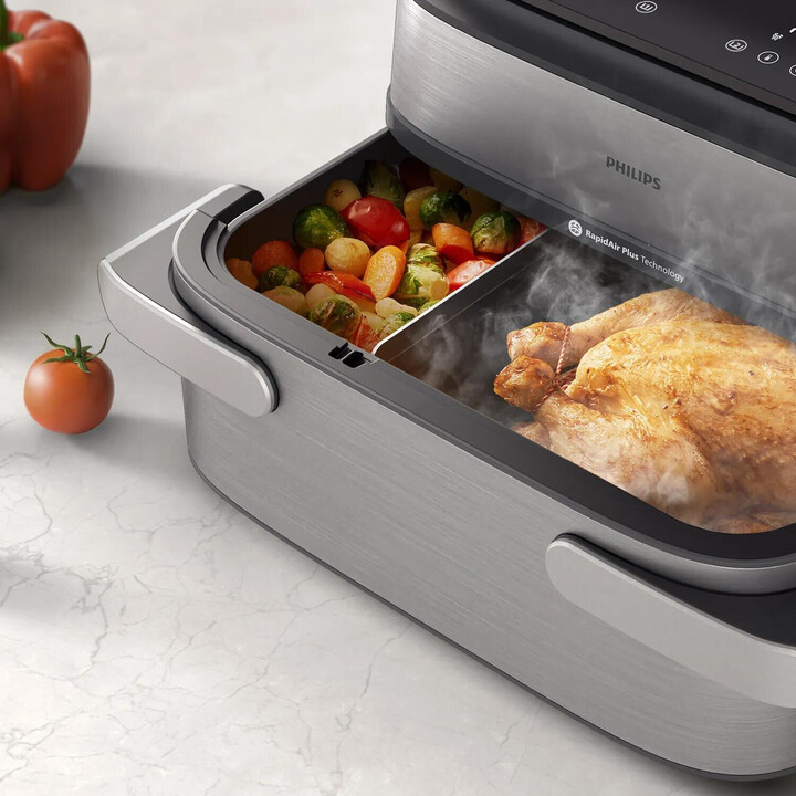 Fritadeira sem óleo Philips NA565 02 Megabasket 9,5L 2750W prata e preta (NA565/02)