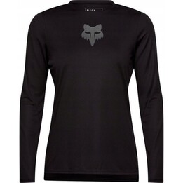 Maillot de cyclisme Fox Ranger LS pour femme, noir/noir, taille : S