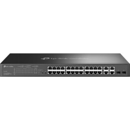 Switch inteligente SL2428P con 24 puertos PoE+, 2 puertos GE y 2 puertos SFP.