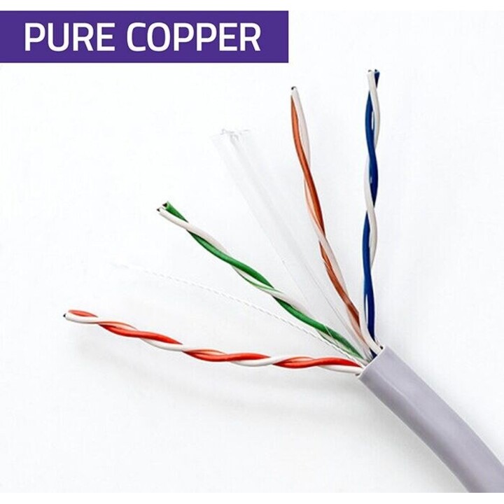 Cabo patchcord UTP Cat6 de cobre (Cu) para LAN, 25m, cinza