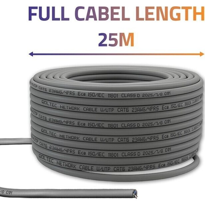 UTP patchcord cable cat6 copper Cu LAN 25m gray