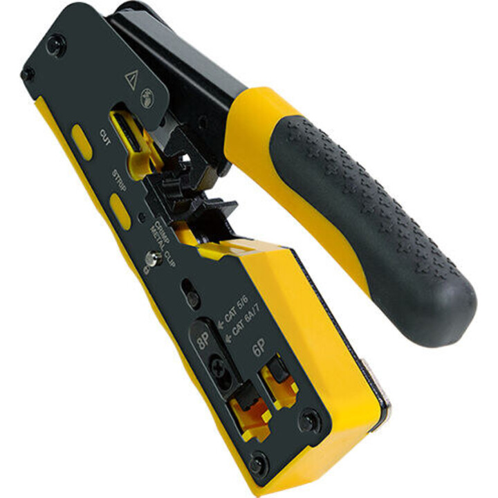 Logilink WZ0060 crimping tool for CAT.5/CAT.6/CAT.6a/CAT.7 and Pass-Through, black/yellow