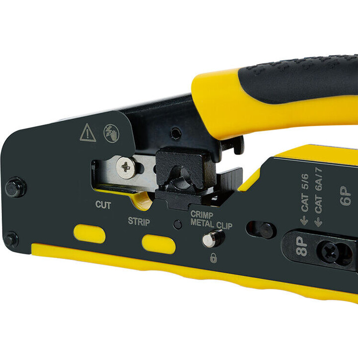 Logilink WZ0060 crimping tool for CAT.5/CAT.6/CAT.6a/CAT.7 and Pass-Through, black/yellow