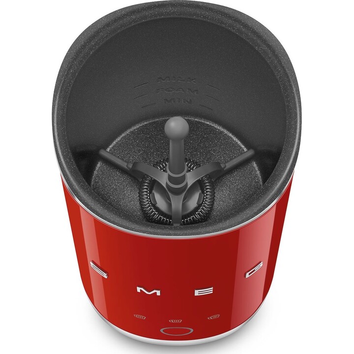 Smeg MFF02RDEU, Espumador de Leite Automático ao Estilo dos Anos 50, Vermelho