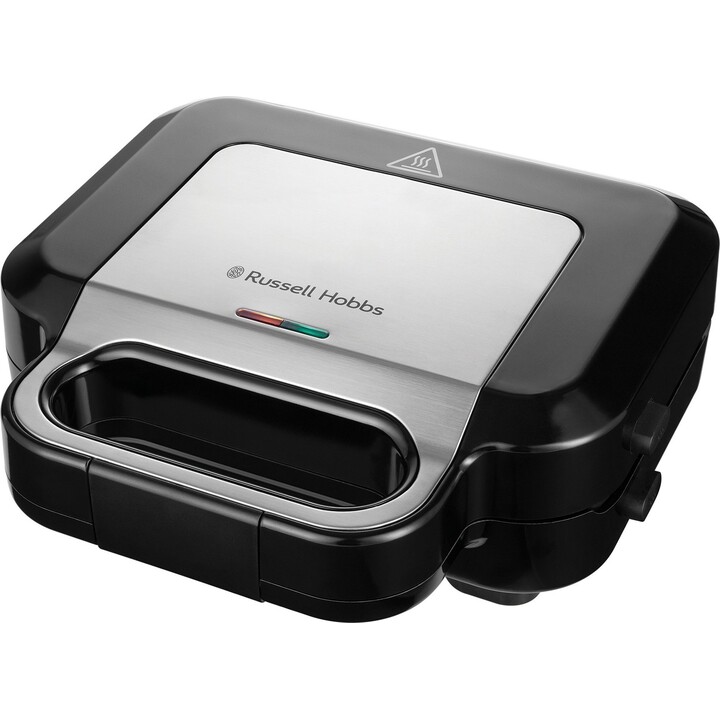 Máquina de Sanduíches e Waffles Russell Hobbs 3 em 1, preta e prateada, modelo 26810-56 (26810-56)