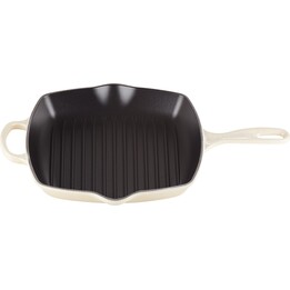 Poêle à grillades carrée Le Creuset Signature, couleur Meringue, 26 cm
