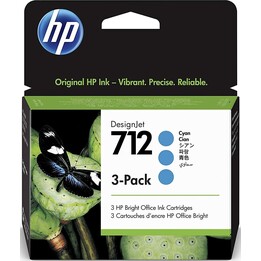 Cartuchos de tinta HP Original 712 paquete de 3 cian 29ml (3ED78A)