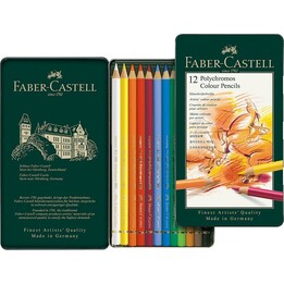 Conjunto de lápis de cor Faber-Castell Polychromos Artists FC-110012 12 unidades