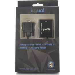 IGGUAL IGG317297 Adaptateur VGA vers HDMI + audio + microUSB noir
