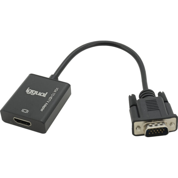 IGGUAL IGG317297 Adaptador VGA para HDMI + áudio + microUSB preto